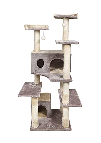 Hyabi Cat Tree Cat Tower 56 Inch Cat Tree Cat Tower, Sisal Cat Grab Post, Kitten Game House Kitten Activity Center (Light Gray) #TOP1