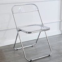 Chaise Pliante Transparente En Acrylique - Cadre Chromé - Dimensions 48x48x76cm - Capacité 100kg - Blanche - Pour Intérieur (salon, Salle à Manger, Bureau) Chaise Cadre Chromé
