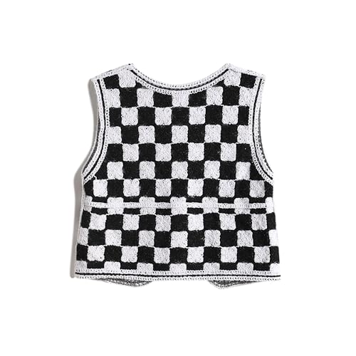 Women's Crop Crochet Vest Top Summer Button V Neck Embroidered Knit Sleeveless Sweater Vest2