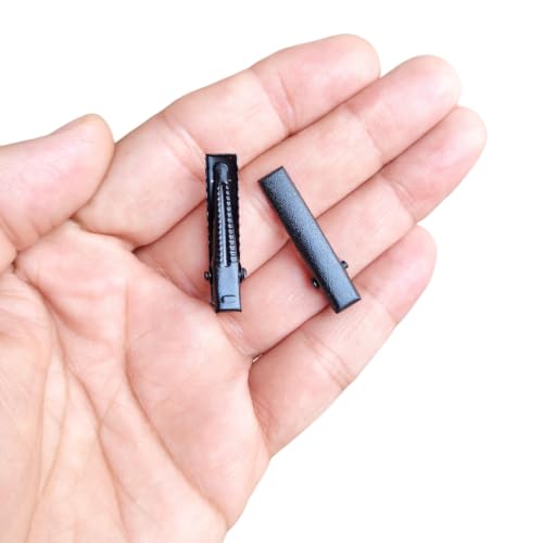 Image of ROSAURA (3 CM 50 PCS) Alloy Steel Single Prong Alligator Hair Clips Base for DIY Hair Accessories, Barrette Hair Clips for Bow Making, Salon, and Hair Styling (Black Flat)