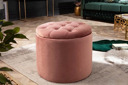 Riess Ambiente Eleganter Hocker MODERN BAROCK 50cm Altrosa Samt Couchtisch Tisch Aufbewahrungskorb Sitzhocker – Bild 3