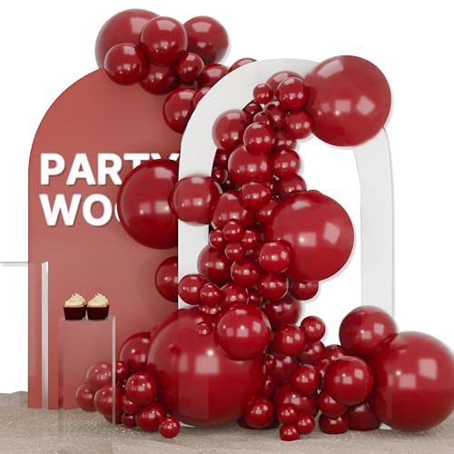 Image of PartyWoo Burgundy Balloons 127 pcs Different Sizes of 36 18 12 10 5 Inch Dark Chestnut Red Maroon Balloon Arch Kit Garland for Graduation Valentine's Day Birthday Party Decorations Red-Y62