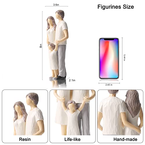 Otang Family Of 3 Figurines, Hand-Painted Parents And Kids Statues, Gifts For Family, Family Sculpture For Shelf Decor Desktop Home Bedroom Living Room Decoration（Family Of 3） #TOP2