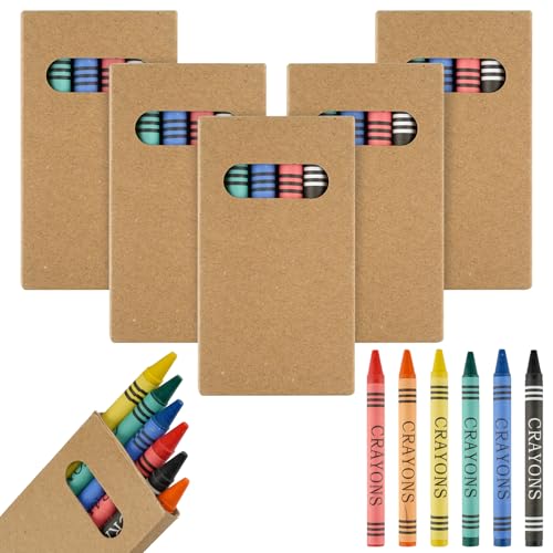 Svalor Mini Wachsmalstifte für Kinder, 5 Packungen Buntstifte-Set mit je 6 Buntstiften, Buntstifte für Kinder Kunst Zeichnung, Skizzieren und Färbung