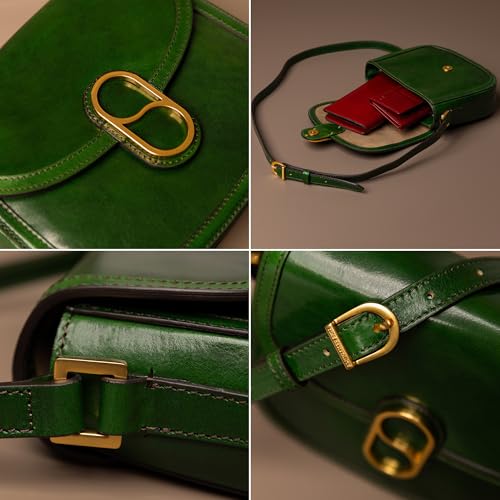 Image of Time Resistance Full-Grain Leather Crossbody Bag - Shoulder Bag with Magnetic Closure - Leather Messenger Bag for Women