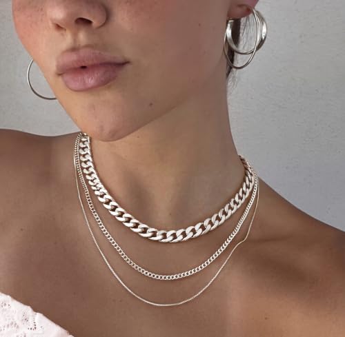 Image of Tewiky Layered Necklaces for Women 14k Gold Plated Chain Necklace Set