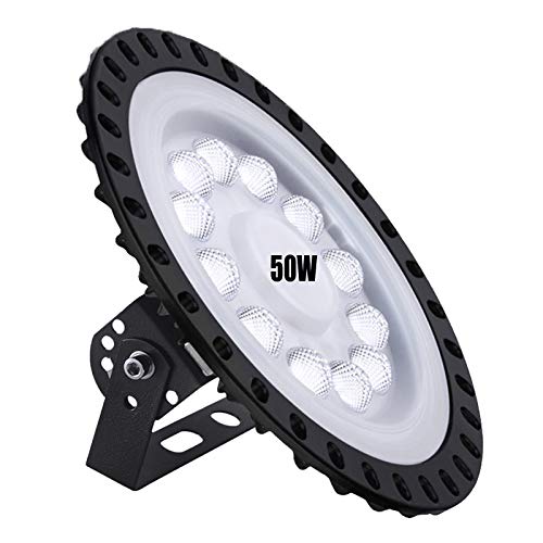 Bikuer 50W UFO LED High Bay Light lamp Factory Warehouse Industrial Lighting 10000 Lumen 6000-6500K IP65 Warehouse LED Lights- Commercial Bay Lighting for Garage Factory Workshop Gym (50W 1pcs)