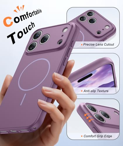 Image of FNTCASE for iPhone 17 Pro Max Case: [Compatible with Magsafe] Solid Purple Matte 17 Promax Magnetic Phone Cover with [Full Camera Protection] [Screen Protector] Military Grade Shockproof Protective
