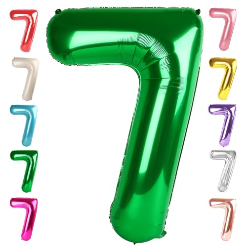 Image of Number 7 Balloons Birthday Decorations, 40In Green Balloons for Men Women | Eye-catching Appearance, Perfect Decorative Centerpieces, Convenient Self-sealing Structure, Widely for Various Occasions