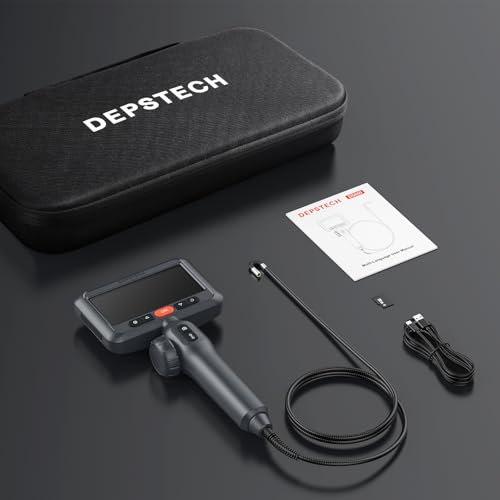DEPSTECH 6.2mm Drehbar Endoskopkamera mit Licht, 1080P Endoskopkamera Beweglicher Kopf 210°, 4,5\ IPS Bildschirm Endoskop Kamera Inspektionskamera Rohrkamera Kanalkamera-1.5m