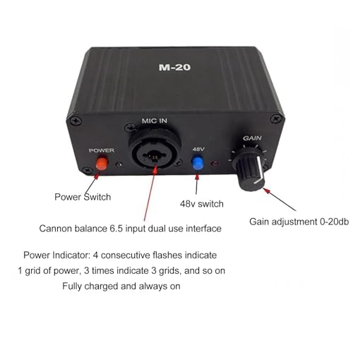 Préampli de microphone alimentation fantôme 48V noir robuste