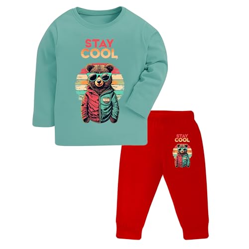 Image of TS LAVI TAVI Trendy Printed Unisex Cotton T-Shirt & Pyjama Set | Full Sleeve Top & Track Pant | Boys & Girls | Pack of 3 | Newborn & Kids