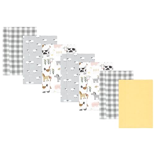Image of Luvable Friends Hudson Baby Flannel Burp Cloths 7pk, Pastoral Farm