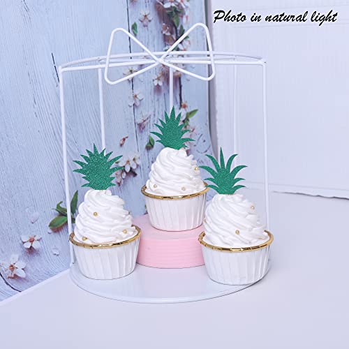 36 Pcs Pineapple Cupcake Toppers Green Glitter Donut Pineapple Leaf Cupcake Picks Hawaiian Luau Cake Decorations For Pineapple Theme Tropical Aloha Baby Shower Kids Birthday Party Cake Decorations #TOP7
