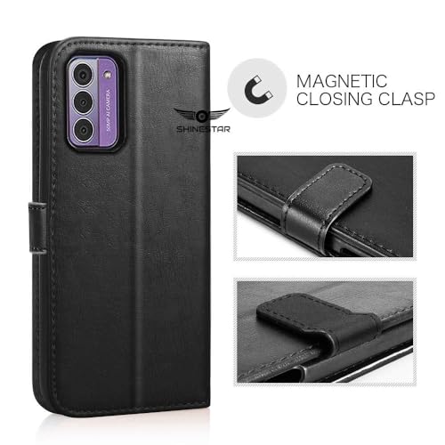 Image of SHINESTAR Nokia G42 5G Flip Back Cover | PU Leather Flip Cover Wallet Case with TPU Silicone Case Back Cover for Nokia G42 5G - Classy Black