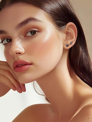 ChicSilver Hypoallergenic 925 Sterling Silver Stud Earrings, Dainty Simple Heart/Star/Moon/Lightning/Butterfly Earrings for Women (with Gift Box)3