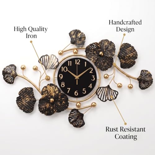 Image of Wall Clock for Office Big Size 30 Inch | Modern Metal Wall Decor Clocks for Living Room & Executive Suite | Antique Gold Black Silent Wall Watch | Designer Home Decoration Items for Wall