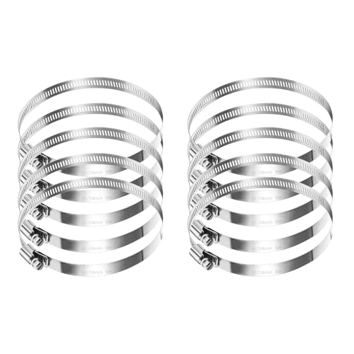 10 abrazaderas de acero inoxidable de 91-114 mm, abrazaderas ajustables para bajantes y mangueras de escape, abrazaderas de manguera inoxidables con mecanismo de tornillo de 100 mm