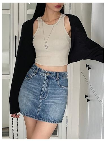 Image of SweatyRocks Women's Open Front Cropped Cardigan Long Sleeve Bolero Shrug Sweater