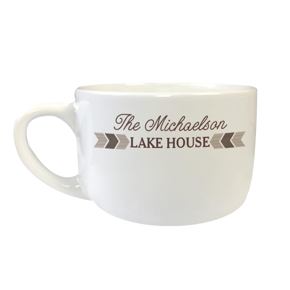 GiftsForYouNow Personalized Chevron Lake House Ice Cream Bowl, 24oz.