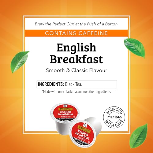 Twinings English Breakfast Black Tea K-Cup Pods for Keurig, 24 Count (Pack of 1), Smooth, Flavourful, Robust, Caffeinated, Enjoy Hot or Iced