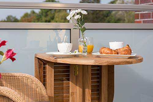 Mr. Deko Teak Balcony - Tisch - Gartentisch - eckig/rund - klappbar - Outdoormöbel - Teakholz - für Balkon, Terrasse… – Bild 8