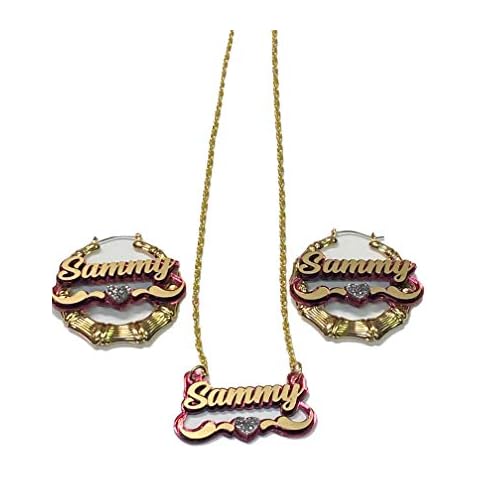 MIRROR MANIA Personalized Matching Necklace and Earrings Set Script Name Plate Custom Swirls Name Nameplate Name Laser Cut, Diamond Look, Made To Order Any Name - Dazzling and Stunning! Cover