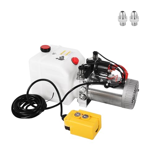 Dawot 3 Quart Hydraulic Pump 12V DC Double Acting Hydraulic Power Unit w/Plastic Reservoir for Dump Trailer Car Lifting Platforms