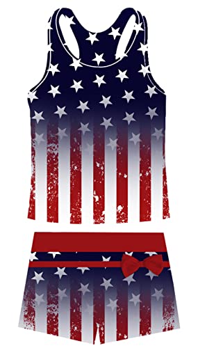 Image of Belovecol Girls Swimsuits Two Piece Tankini Bathing Suits Boyshort Summer Beach Swimwear 4-16Y Removable Bra Pads Above 12Y