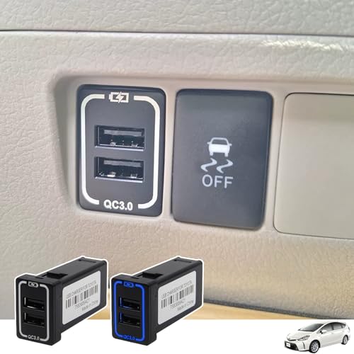 WeCar �v���E�X�� ZVW40W 41W H23.5-R2.12 USB�[�d�� �X�C�b�`�z�[�� �}���[�d QC3.0×2 USB���� 2�|�[�g �d���\�P�b�g �J�[�`���[�W���[ LED�t�� �^�C�vA �X�C�b�`�z�[�� ���t���ȒP �F