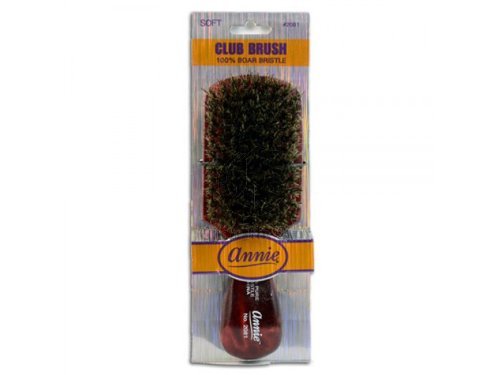 ANNIE Club Soft Brush (Model:2081) - 2 pieces, Natural wood, boar bristles, wooden brush, won't pull on your hair, detangler, pulls out the knots