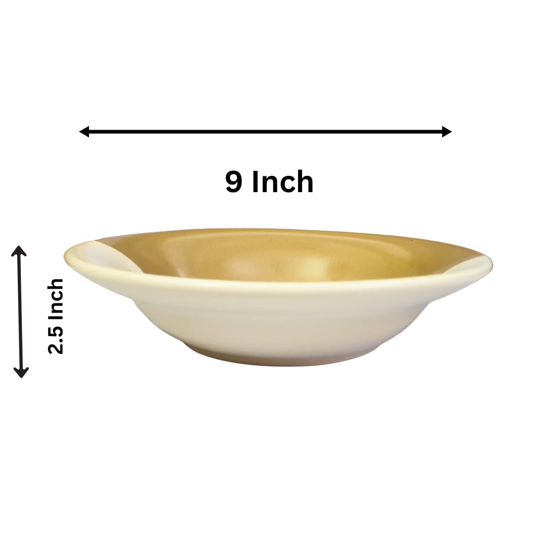 Brills Premium Ceramic Pasta/Noodles/Soup Plate (Pack of 1) - Elegant Double-Tone Design, Microwave Safe, Oven Safe, Dishwasher Safe - Stylish Dinnerware for Modern Dining 3