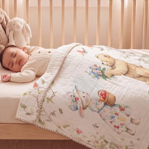 Image of haus & kinder Muslin Blanket for New Born Baby, Soft Breathable Baby Blankets Newborn, Baby Blanket for 0-2 Years, Baby Blanket for Crib Nursery & Stroller, New Born Baby Essentials | Berry Lush
