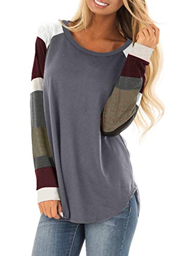 HUUSA Women's Fall Shirts Long Sleeve Tunics Tops Fall Fashion Casual Loose Knit Basic Contrast Color Sweatshirt Pullover Blouse and Tops Small Grey HUUSA Women's Fall Shirts Long Sleeve Tunics Tops Fall Fashion Casual Loose Knit Basic Contrast Color Sweatshirt Pullover Blouse and Tops Small Grey