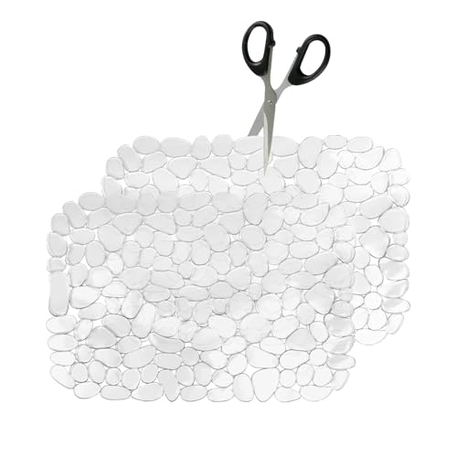 Lot de 2 tapis d'évier, en PVC, 40 x 30 cm, antidérapants, découpables, tapis de protection pour vaisselle, verres et légumes, égouttoir avec design à...