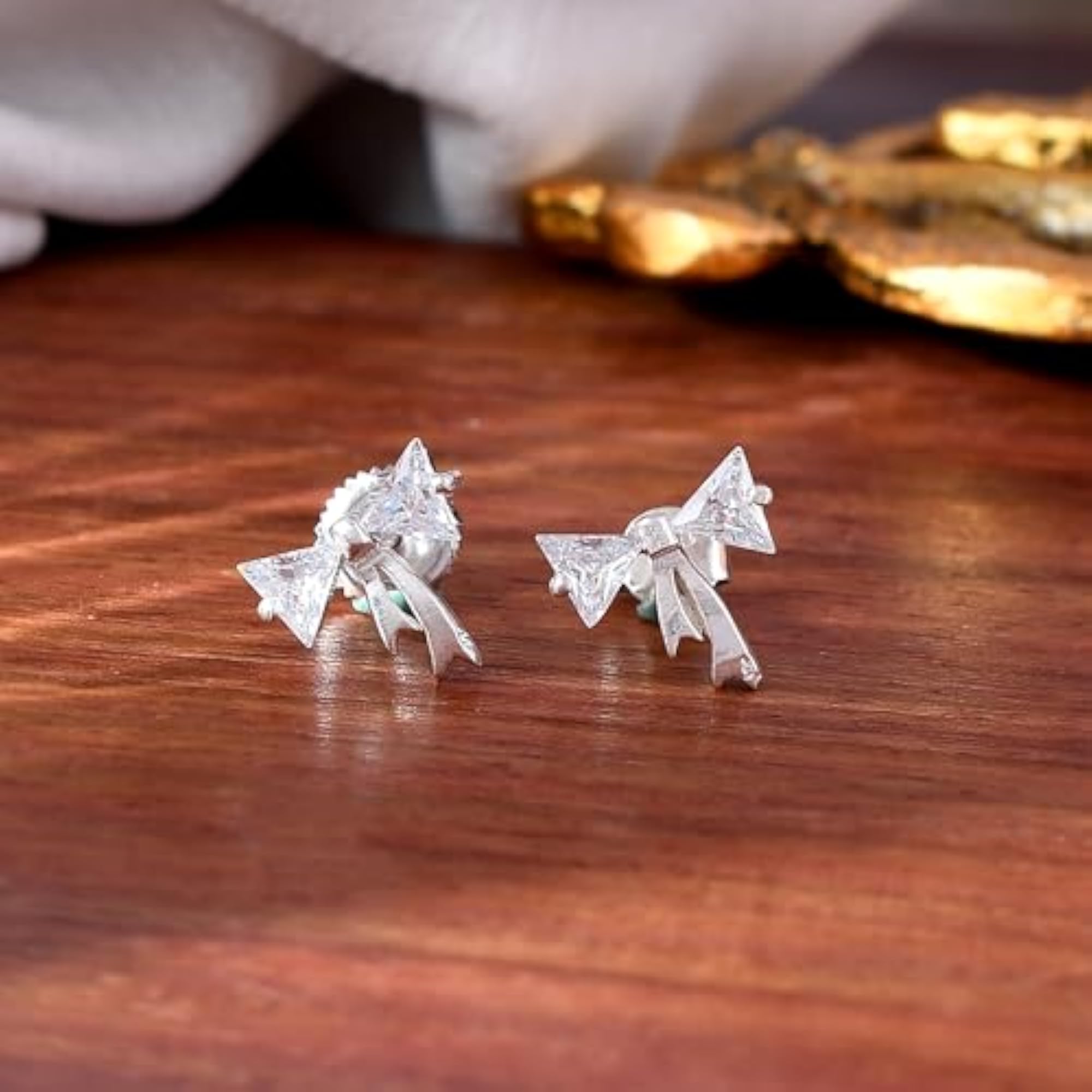 Women's 925 Pure Sterling Silver Tiny Bow Stud Earrings
