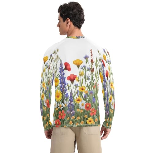 Beautiful Wildflowers Men's Sun Protection Shirts UPF 50+ Long Sleeve UV Rash Guard Quick Dry Swim Shirts2