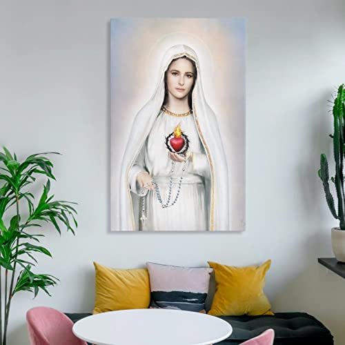 Posters Our Lady Of Fatima Poster Immaculate Heart Of Mary Religious Culture Wall Art Canvas Prints Pictures For Living Room Bedroom Home Decor 24X36Inch(60X90Cm) Frame-Style #TOP5