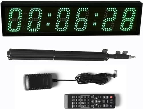 Digital Countdown Timer Clock for Sports - 5'' Portable LED Race Timer with Tripod & Remote Control, Ideal for Marathon Running, Events & Competitions (Green)