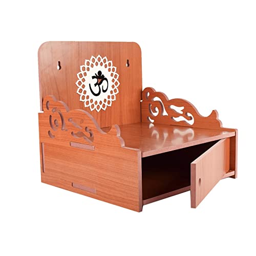 Krupasadhya Wooden Art Wall Mounted Hanging Puja Temple | Mandir Devghar Stand Temple | Home Temple (436 T) 1