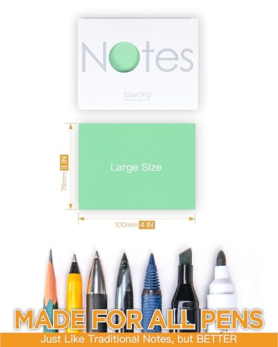 EasyCling® Lot de 600 feuilles de notes autocollantes électrostatiques pour toutes les surfaces, mobiles et coulissantes sur n'importe quelle surface, 10 x 7,5 cm – vue 6