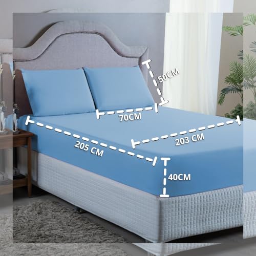 Jogo Lençol Super King 400 Fios Micro Percal Toque Aveludado 3 Peças Roupa de Cama com Elástico e Fr