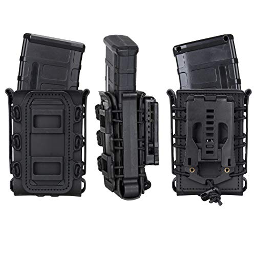 Idogear Magazine Pouch 5.56 Belt Clip Mag Pouch 7.62Mm Softshell Rifle Mag Holder For Belt M4/Ar/Ak Rifle Magazines (Black(Belt Clip Version)) #TOP1