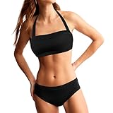 Sexybody Women' s Two Pieces Bikini Push Up Crop Top Swimsuits Square Neck Bathing Suits Teens Girls Halter Strap Tie