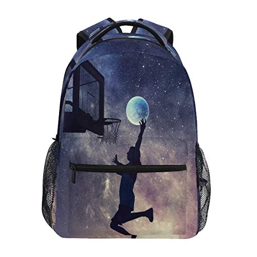 LUCKYEAH Mochila deportiva de baloncesto planeta estrella escolar para adolescentes niño