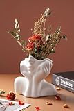 Face Vase – Modern Plaster Sculptural Bust Flower Vase for Home Decor, Unique White Statue Planter for Living Room, Office, Shelf, or Table Display