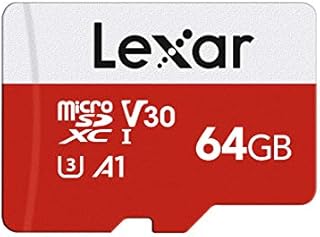 Lexar 64GB microSD Karta Pamięci, microSDXC UHS-I Karty, Prędkość Odczytu do 100 MB/s, Klasa 10,U3, A1, V30, Czerwony/Biały