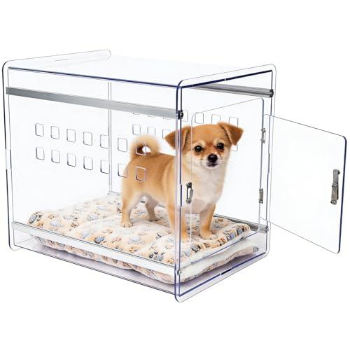 KAOBAS Dog Crate Furniture, Clear Indoor Dog Kennel for Small