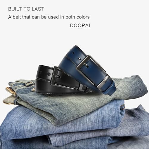 Image of DOOPAI Reversible Leather Belt for Men 1.25 inch - Dual Sided Dress and Casual Belt, Trim to Fit, 2 Styles in One Belt