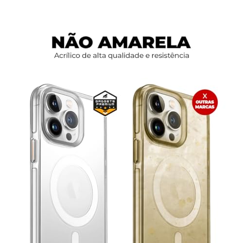 Gshield | Capa Case Capinha Crystal Armor compatível com MagSafe - Não Amarela (Transparente, iPhone